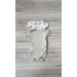 Child of Mine Carter’s Bodysuit Set 3-6M Beige Animal Print Cotton 2pc Baby